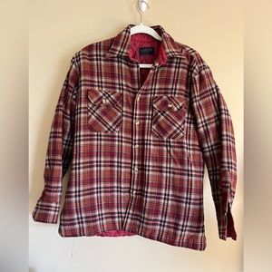 Vintage Woodlands Cranberry Insulated Quilted Flannel Size Medium